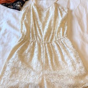 Cream/white lace romper